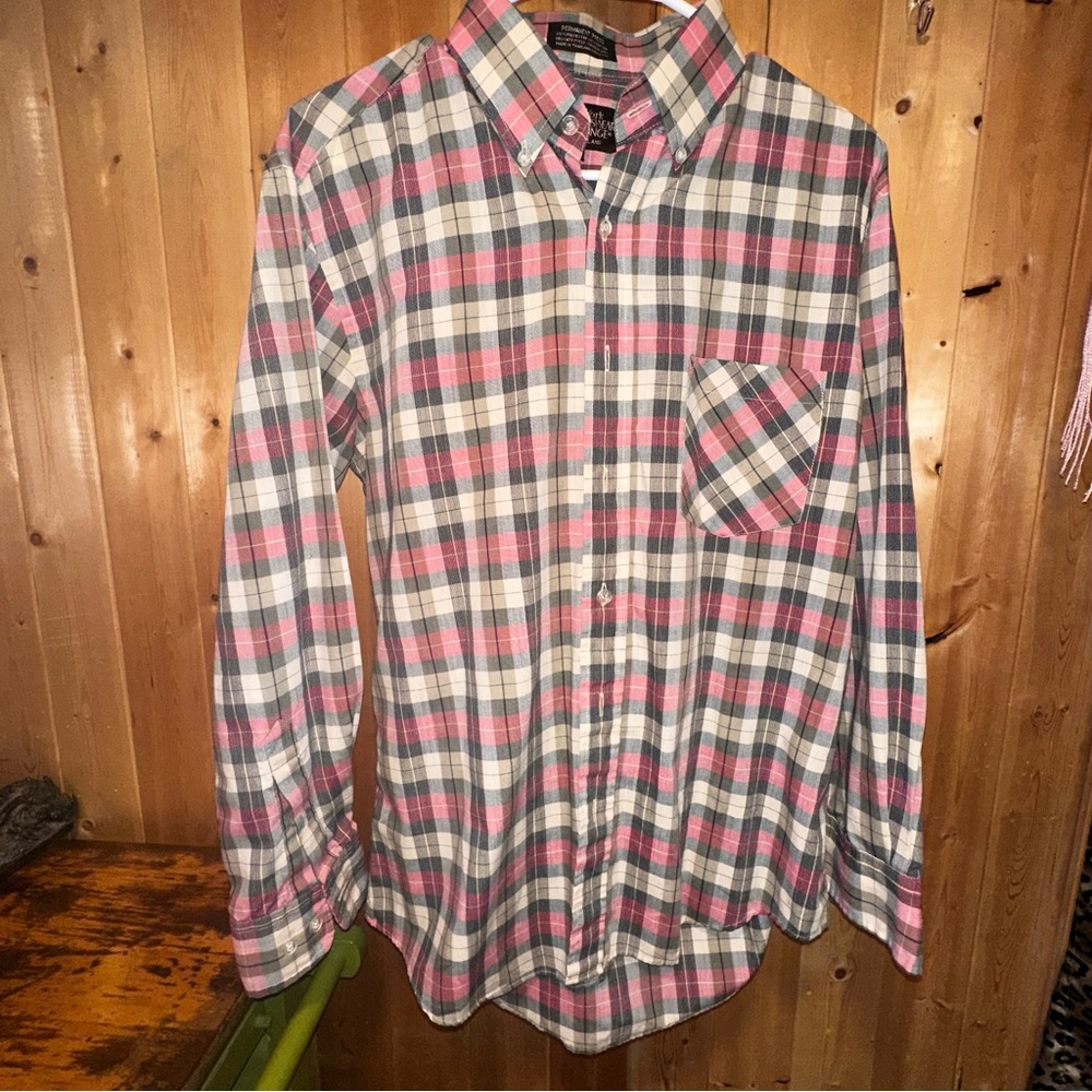 Vintage Pink Plaid Button-Down Shirt